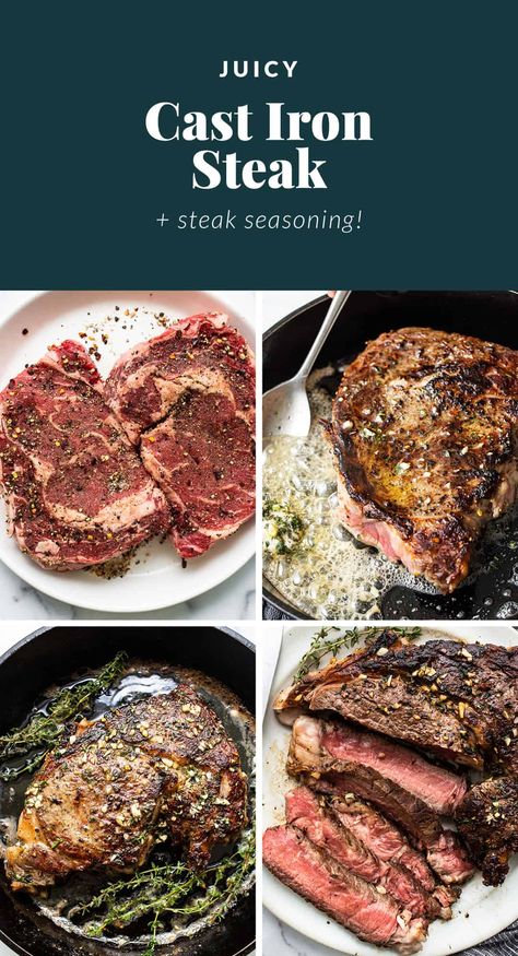 Cast iron steak is the best way to prepare a steak. Sirloin Steak Recipes Cast Iron, Sirloin Steak Cast Iron Skillet, Cooking A Steak In A Cast Iron Pan, Cast Iron Strip Steak, Ribeye Steaks In Cast Iron Pan, Steak On The Stove, Cast Iron Steaks With Herb Butter, Tacos Tuesday, How To Prepare Steak