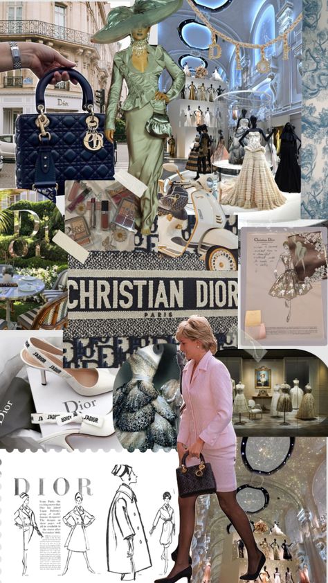 Christian Dior Mood Board, Dior Vision Board, Designer Aesthetic Collage, Luxury Moodboard Aesthetic, Dior Collage, Vintage Designer Aesthetic, Dior Aesthetic Vintage, Dior Moodboard, Christian Dior Aesthetic