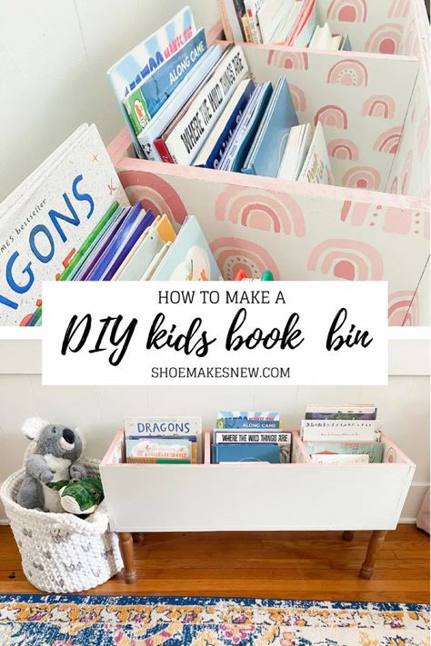 Diy Kids Book Storage, Easy Diy Kids, Kids Book Storage, Book Bin, Girl’s Room, Book Storage, Kids Book, Toy Rooms, Big Girl Rooms