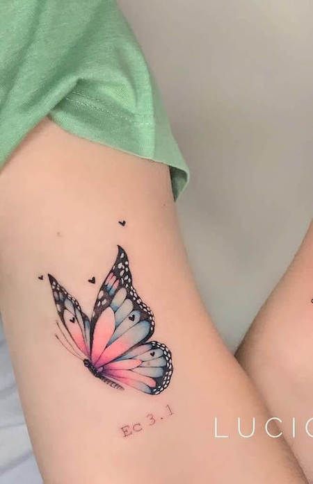 Butterfly Tattoo Meaning And The 100+ Most Beautiful Butterfly Tattoos You'll Love A Butterfly Tattoo, Tattoo Names, Butterfly Tattoo Meaning, Power Tattoo, Hourglass Tattoo, Tattoo Concepts, Tattoo Female, Creative Tattoo, Butterfly Tattoos For Women