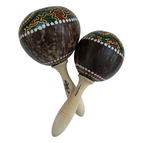 Large Coconut Maracas Shaker Pair (2) - World percussion musical instrument rattle by World Percussion USA - Painted design, stained handle Kids Musical Instruments, Musical Art, Percussion Instruments, Rattles, Musical Instrument, Percussion, Musical Instruments, Drums, Musical