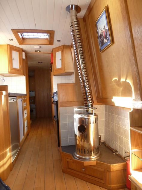 Diesel stove Van Reference, Barge Interior, Canal Boat Interior, Barge Boat, Narrowboat Interiors, Canal Barge, Boat House Interior, Sailboat Interior, Narrow Boats