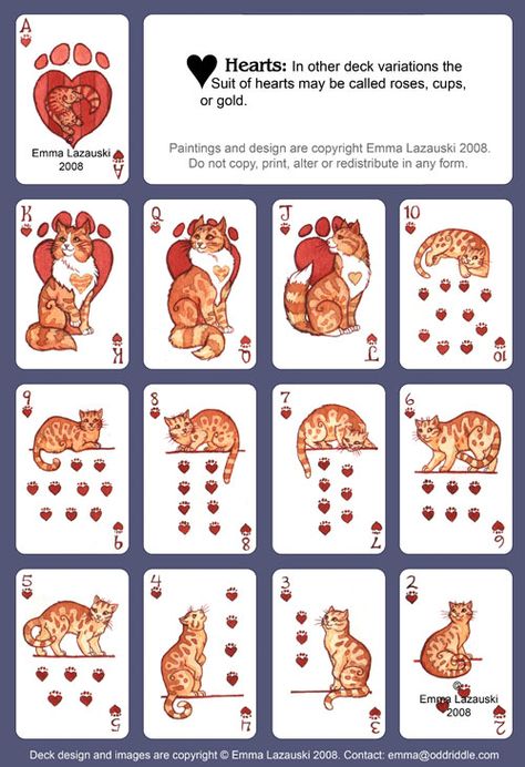 DeviantART: Cat Deck by Emma Lazauski | PLAYING CARDS + ART = COLLECTING Diy Playing Cards, Pack Of Playing Cards, Playing Cards Art, Poker Card, Playing Cards Design, 카드 디자인, Cards Art, Playing Card Deck, Maybe Someday