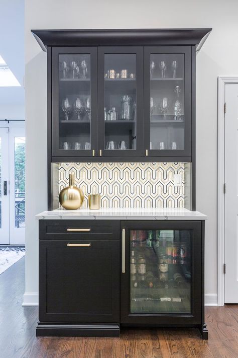 Mini Bar Area, Kitchen Beverage Center, Den Inspiration, Bar Backsplash, Kitchen Bar Area, Cabin Bar, Wall Removal, In Law House, Beverage Centers