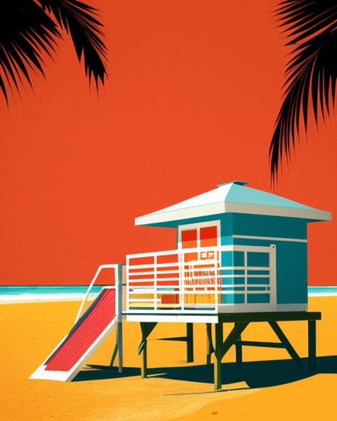 Bring the allure of Miami Beach to your doorstep and revitalize your space with the spirit of the ocean and the essence of Miami's coastal paradise. Let the beachside magic sweep you away into the heart of Miami's sunny and adventurous ambiance ---- Lifeguard Stand, Miami Beach, Digital Art Illustration, Coastal Artwork, Miami Art, Beach Scene, Ocean Vibes, Coastal Decor, Beachscape, Miami Landmarks, Art Print, Home Decor, Wall Art, Tropical Art, Miami Nostalgia, Art Collectors, Art Lovers Miami Illustration, Beach Digital Art, Lifeguard Stand, Summer Graphics, Formal Cooler, Miami Art Deco, Beach Drawing, Nostalgia Art, Landmarks Art