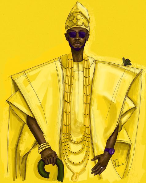 “Imole de”, 2024. Trust @thestyleinfidel to style a yellow agbada to perfection💛 #fashionillustration #GOTI #yorubagroom Yoruba Character Design, Green Agbada, Festive Fitted Traditional Agbada, Traditional Fitted Gold Agbada, Elegant Fitted Embroidered Agbada, Illustrators On Instagram, April 29, African Style, Book Inspiration