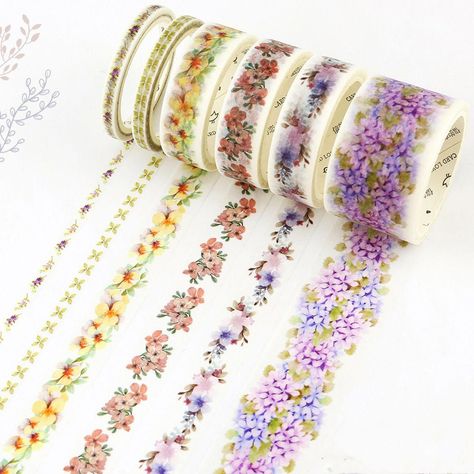 Floral Washi Tape Masking Sticker Scrapbook Deco Gift Wrap Box Set CA-buy at a low prices on Joom e-commerce platform Masking Tape Diy, Washi Tape Ideas, Cute Stationary School Supplies, Cute School Stationary, Kawaii School Supplies, Scrapbooking Journal, Washi Tape Diy, Cool School Supplies, Study Stationery