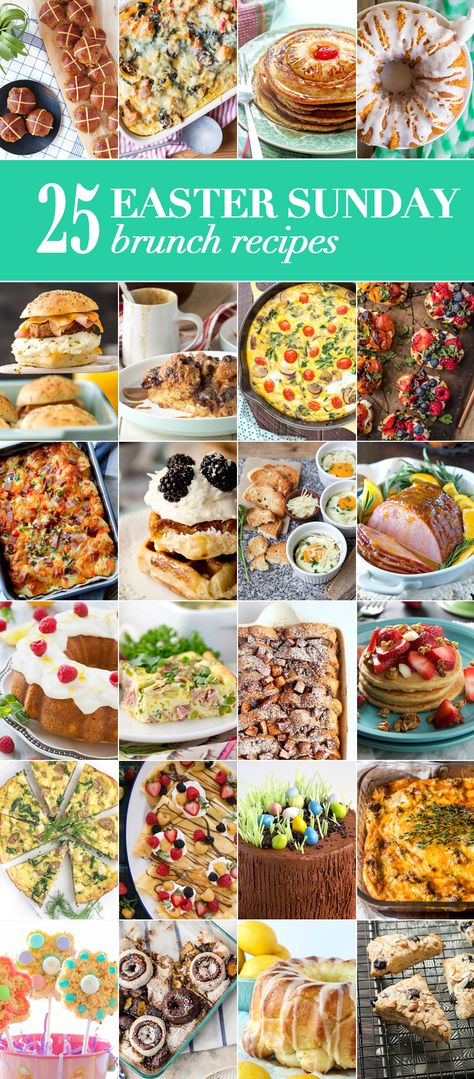 25 Easter Sunday Brunch Recipes to please the entire family! So many great and comforting Easter recipes from sweet to savory and everything in between! Easter Brunch Ideas, Brunch Decorations, Easter Brunch Buffet, Easter Sunday Brunch, Easter Buffet, Easter Brunch Menu, Easter Food Appetizers, Easter Dishes, Easter Brunch Food