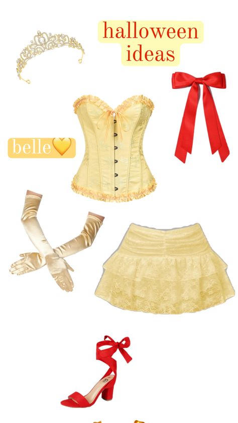 ✨💛belle💛✨ Corset Halloween Costumes, Dorothy Halloween Costume, Princess Belle Costume, Belle Halloween, Halloween Costumes Brunette, Belle Outfit, Cute Group Halloween Costumes, Disney Princess Costumes, Classy Halloween Costumes