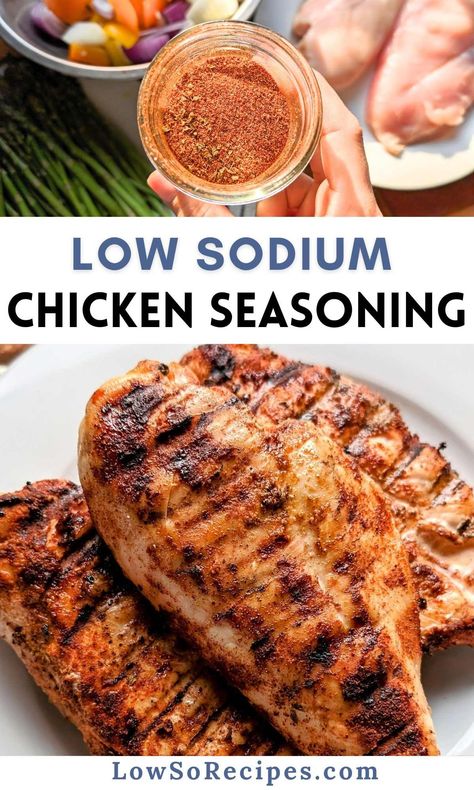 Low Sodium Seasoning for Chicken No Sodium Chicken Broth, Healthy Chicken Seasoning Recipes, Low Sodium Chicken Seasoning, No Salt Chicken Marinade, Low Sodium Seasoning Recipes, Low Sodium Grilled Chicken, Low Salt Chicken Marinade, Low Sodium Air Fryer Chicken, Low Sodium Chili Seasoning