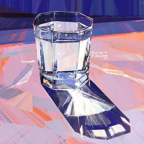 Light Reflection And Refraction, Reflection Drawing, Reflection And Refraction, Reflection Painting, Reflection Art, John Stones, Water Illustration, Food Artwork, Procreate Ipad Art