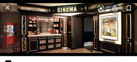 Movie Room Snack Bar, Home Theater Concession, Movie Room Snack Bar Ideas, Movie Snack Bar, Theater Snack Bar, Home Theater Snack Bar, Luxury Movie Theater, Theater Entrance, Movie Theater Rooms