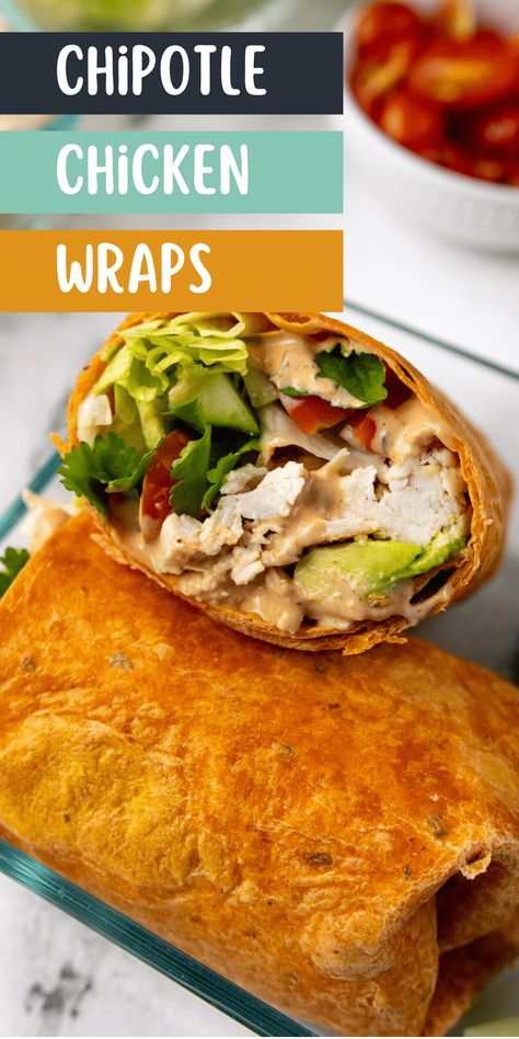 Chipotle Chicken Wrap Recipes, Chipotle Chicken Wrap, Southwest Chicken Wraps, Wraps Recipes Easy, Vegetable Pasta Salads, Southwest Recipes, Make Shredded Chicken, Chicken Wrap Recipes, Chipotle Chicken