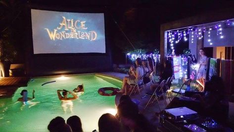 Great party idea for summer (or all year around). Wonderland Backyard, Alice In Wonderland Movie, Backyard Pool Parties, Idea For Summer, Karaoke Party, Backyard Pool, Pool Party, Happily Ever After, Ever After