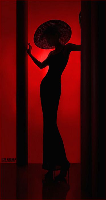 Red Wall, A Black, A Woman, Black Dress, Wall, Red, Black