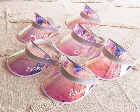 Bachelorette Visors, Holographic Visor, Barbie Bachelorette, Bachelorette Accessories, Bach Weekend, Bach Bash, Bachelorette Planning, Pool Party Favors, Beach Wedding Gifts