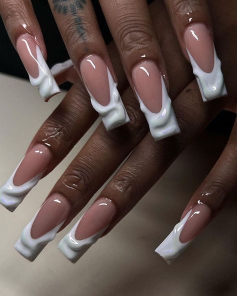 White Nail Inspo Coffin, Inverted French Nails, Graduation Magazine, Vanessa Nails, Ambre Nails, Acrylic Nail Shapes, Hard Nails, Colored Acrylic Nails, Her Nails