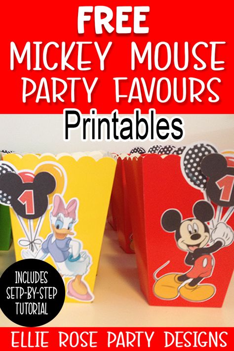 Minnie Mouse Printables, Mickey Mouse Party Favors, Mickey Mouse Printables, Mickey Invitations, Mickey Mouse Invitation, Mickey Mouse Clubhouse Birthday Party, Popcorn Favors, Mickey Mouse Clubhouse Birthday, Elmo Party