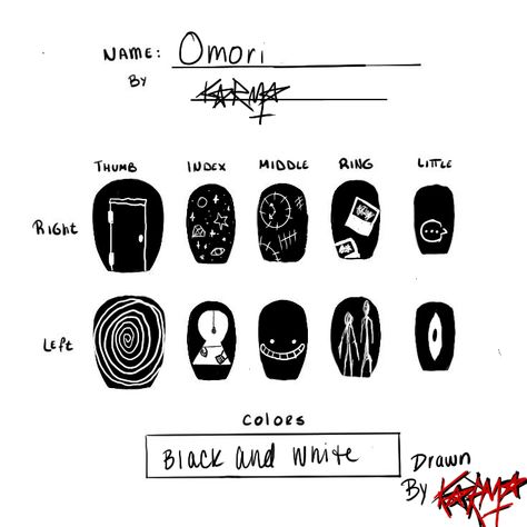 omori nail art nail inspiration Game Nails Art, Game Nail Designs, The Last Of Us Nails Art, Undertale Nail Art, Ghost Band Nail Art, Omori Nails Ideas, Nail Art Poses, Mitski Nails Ideas, Nail Ideas For Guys