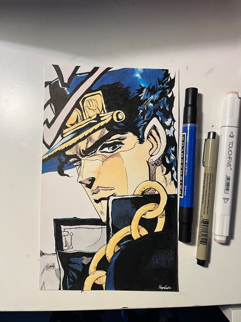 Baseball Drawings, Anime References, Jojo Reference, Jotaro Kujo, Brain Rot, Jojo Bizzare Adventure, Tattoo Stencils, Jojo's Bizarre Adventure, Ink Drawing