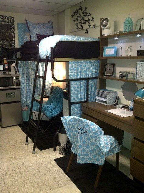 Stack your dorm furniture and items College Dorm Storage, Loft Bed Plans, Dream Dorm, Dorm Sweet Dorm, Dorm Room Bedding, Dorm Inspiration, Dorm Room Diy, Loft Beds, Dorm Room Designs