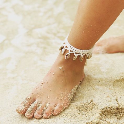 Cowrie shell anklet in off white. Cowrie Shell Anklet, Cowrie Shell Jewelry, Shell Jewellery, Anklets Boho, Ankle Bracelet, Cowrie Shell, Shell Jewelry, Handmade Business, Ankle Bracelets