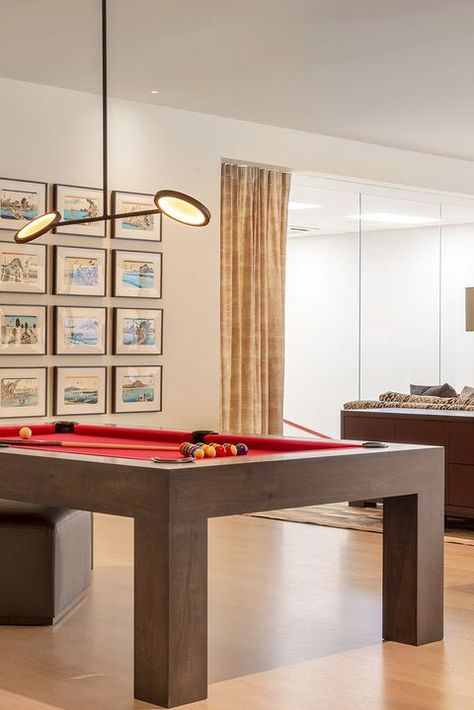 Furniture, Room, Interior design, Table, Dining room, Property, Wall, Building, Floor, Design, Basement Ping Pong, Interior Design Table, Game Room Ideas, Game Room Lighting, Wall Building, Contemporary Residence, Indoor Slides, Home Cinema Room, Indoor Swing