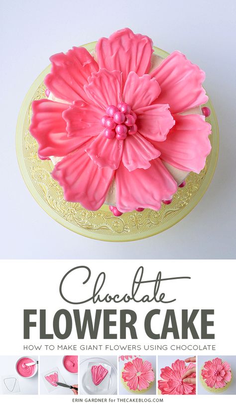 Chocolate Flower Cake | The Cake Blog Resipi Kek, Chocolate Garnishes, Diy Cupcake, Diy Chocolate, Chocolate Flowers, Cake Blog, Cakes And Cupcakes, Modeling Chocolate, Fondant Icing