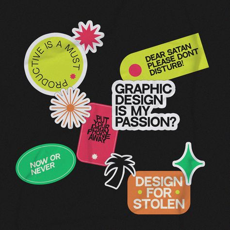 Trendy Sticker Design, Stickers For Graphic Designers, Branding Sticker Design, Graphic Design Stickers Ideas, Stickers For Designers, Sticker Poster Design, Graphic Stickers Design, Cool Sticker Design, New Sticker Design