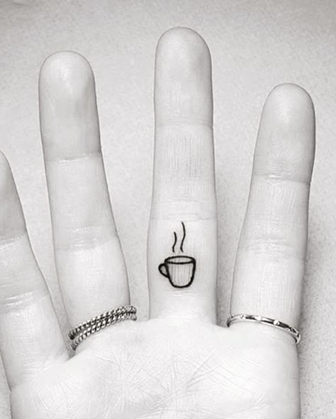 #caffè #coffee #café #lamiatazzinapreferita ☕️ #onlycoffee #morecoffeeplease #coffeetime #coffeelover #coffeebreak #coffeecup #coffeetattoo… Geometric Tattoo Meaning, Girl Finger Tattoos, Coffee Cup Tattoo, Small Geometric Tattoo, Cup Tattoo, Coffee Tattoo, Small Finger Tattoos, Coffee Tattoos, Shape Tattoo