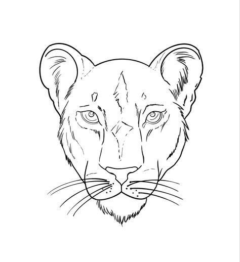 Lioness Sketch Tattoo, Female Lion Tattoo Stencil, Lioness Line Drawing, Lioness Tattoo Line, Lioness Outline Tattoo, Lioness Drawing Simple, Lion Tattoo Female, Lioness Head Drawing, Lioness Head Tattoo