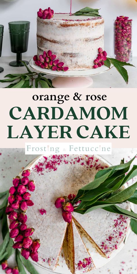 Autumnal Cake Recipe, Floral Cake Recipe, Orange And Cardamom Cake, Cardamom Rose Cake, Herbal Cake Recipes, Rose And Cardamom Cake, Rose Cardamom Cake, Fall Birthday Cake Flavors, Rose Flavored Cake