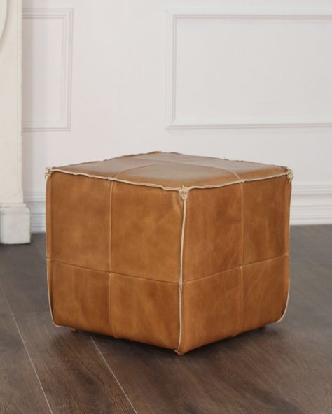 Brown Ottoman, Square Pouf Ottoman, Cider Mill, Ottoman Fabric, Leather Pouf Ottoman, Accent Stool, Square Pouf, Living Room Update, Cube Ottoman