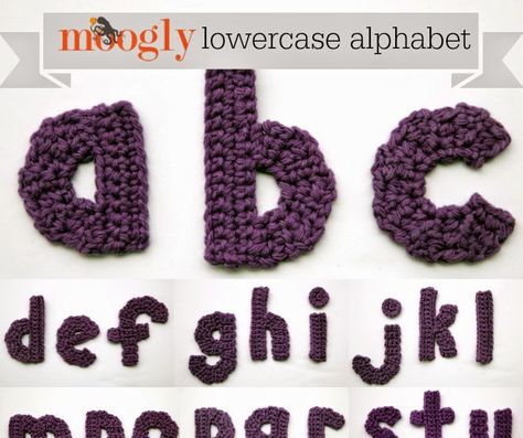 Crochet Alphabet Letters, Crochet Letters Pattern, Moogly Crochet, Crochet Numbers, Crochet Alphabet, Crochet Letters, Crochet Applique Patterns Free, Crochet Embellishments, Lowercase Alphabet