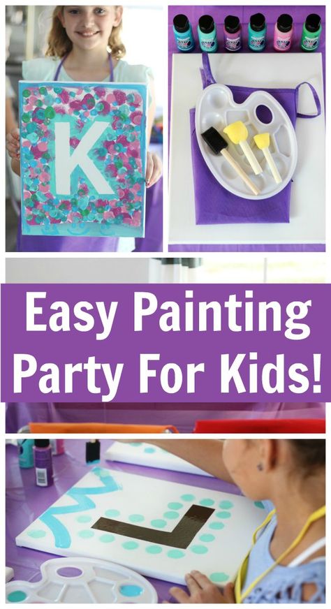 Everyone gets to go home with a one-of-a-kind party favor—a painting for their bedroom! This painting party for kids comes together easily for a stress-free party for mom, and a creative and fun party for kids! Girls Painting Party, Painting Party For Kids, Paint Birthday Party, Creative Birthday Ideas, Art Themed Party, Kids Painting Party, Painting Birthday Party, Kids Party Crafts, Birthday Painting