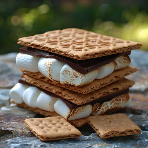 Classic Campfire S'mores 🔥 🌟 "Celebrate Memorial Day with our Classic Campfire S'mores! Gather around the fire for gooey goodness! 🔥🍫" Recipe: Classic Campfire S'mores Ingredients: Graham crackers Large marshmallows Chocolate bars Instructions: Roast marshmallow over the campfire until golden. Sandwich the roasted marshmallow and a piece of chocolate between two graham crackers. 🔥 Nothing says 'Memorial Day' like s'mores by the campfire. Get roasting and create sweet memories! 🌟🍫 #Smores ... S'mores Board, Campfire Sandwiches, Smores Sandwich, Smores Recipes, Large Marshmallows, Roasted Marshmallow, Campfire Smores, Campfire S'mores, Smore Recipes