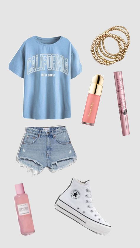 Outfit Inspo For School Shorts, First Day Of School Outfit Jean Shorts, Outfits To Wear To School Summer, First Day Of School Outfit With Shorts, Outfits With Jean Shorts For School, Outfits For School Hot Weather, Back To School Outfits With Shorts, What To Wear To School In Summer, School Fits Shorts