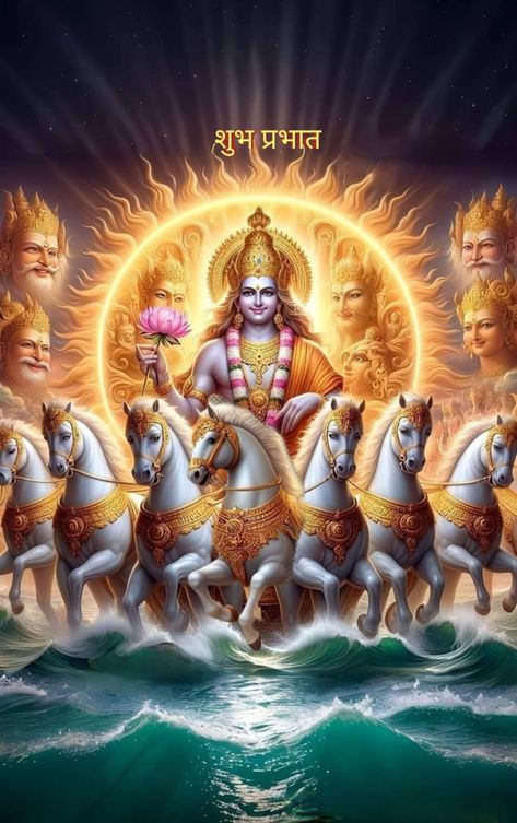 Sun God With Seven Horses, Surya Dev Images Hd Wallpaper, Seven Horses Wallpaper Hd, Surya Dev Images Hd, Jai Surya Dev, Lord Surya Bhagavan Images, Surya Bhagwan, 7 Horses Running Painting Vastu Wallpaper, Seven Horses Painting