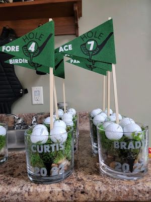 Golf Banquet Centerpieces, Golf Tournament Centerpieces, Golf Banquet Ideas, Golf Centerpiece Ideas, Golf Party Centerpiece, Golf Table Decorations, Golf Centerpieces, Bucket Centerpiece, Caddy Shack