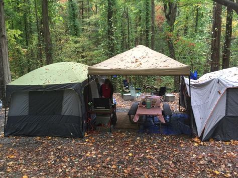 Fort Mountain State Park Multiple Tent Set Up, Tent Camping With Friends, Camping Set Ups, Festival Camping Setup, Camping Trip Essentials, Tent Campsite, Camping Inspo, Tents Camping Glamping, Cozy Camping