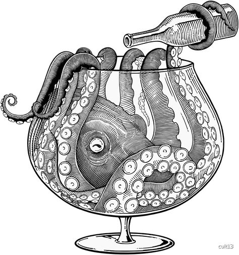 Drawing Of Octopus, 3d Tipografi, Octopus Drawing, Black And White Vector, Cute Octopus, Octopus Tattoo, Octopus Art, Arte Sketchbook, Art Et Illustration