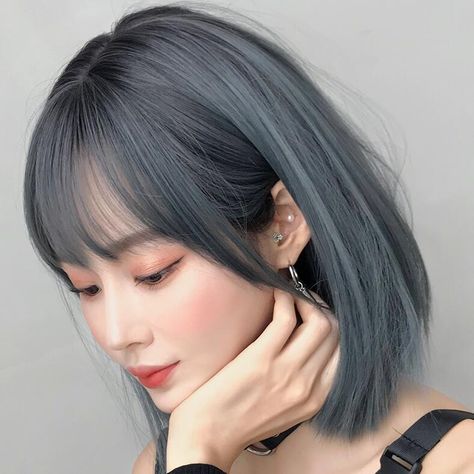 Harajuku Natural Straight Wig yv43311 | Youvimi Ash Blue Grey Hair Color, Blue Ash Hair Color, Ash Blue Hair Color Highlights, Ash Gray Hair Color Short Hair, Gray And Blue Hair, Grey Blue Hair Color, Ash Blue Hair Color, Grey And Blue Hair, Hair Color Ash Grey