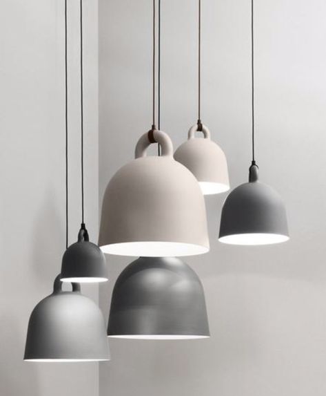 Normann Copenhagen Bell Lamp, Lamp In The Kitchen, Norman Copenhagen, Lava Lamps, Pendant Light Design, Single Pendant Lighting, White Pendant Light, Bell Pendant, Shades Of Gray