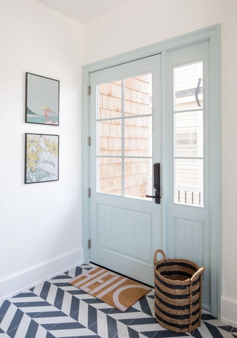 Riddle Beach Front — Christina Kim Interior Design Beach House Doors, Beach House Front Porch, Cottage Mudroom, Beach House Front Door, Painted Interior Doors, House Front Porch, Beach House Interior Design, Dream Beach Houses, Beach House Interior