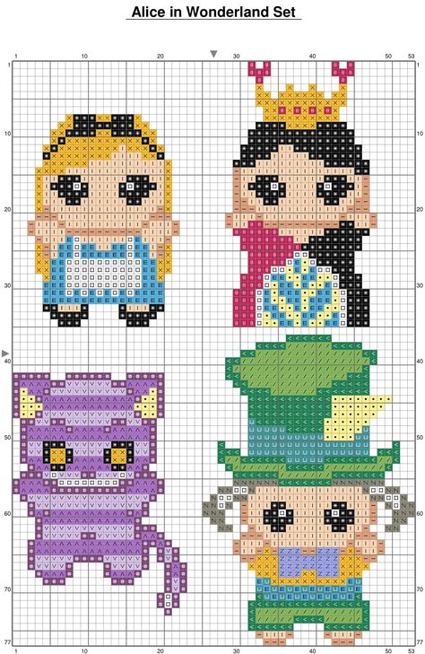 Alice in Wonderland perler bead patterns. I think I could do this in cross stitch and make ornaments, or maybe put them on a quilt. 1 Pixel, Perler Ideas, Alice Wonderland, Art Perle, Motifs Perler, Hama Beads Patterns, Disney Cross Stitch, Diy Perler Beads, Pola Kristik