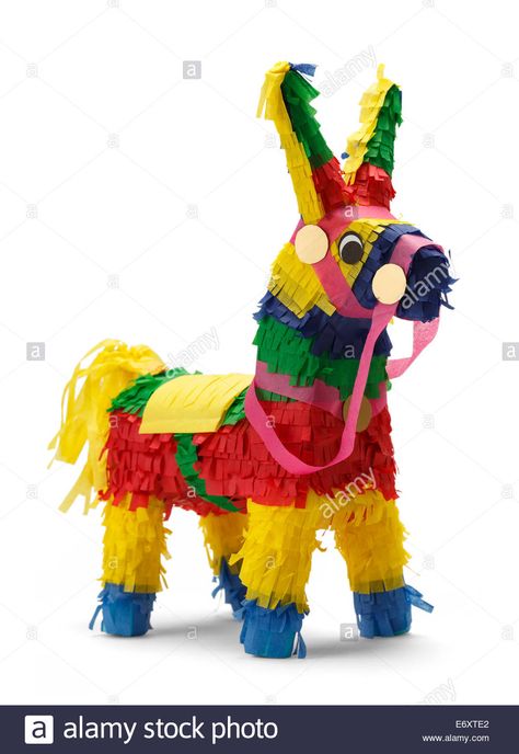 Download this stock image: Mexican Donkey Piñata Isolated on White Background. - E6XTE2 from Alamy's library of millions of high resolution stock photos, illustrations and vectors. Mexican Donkey, Donkey Pinata, Mexican Pinata, Piñata Ideas, Mexican Birthday, Fiesta Baby Shower, Mexican Party, Art Contest, Fiesta Party