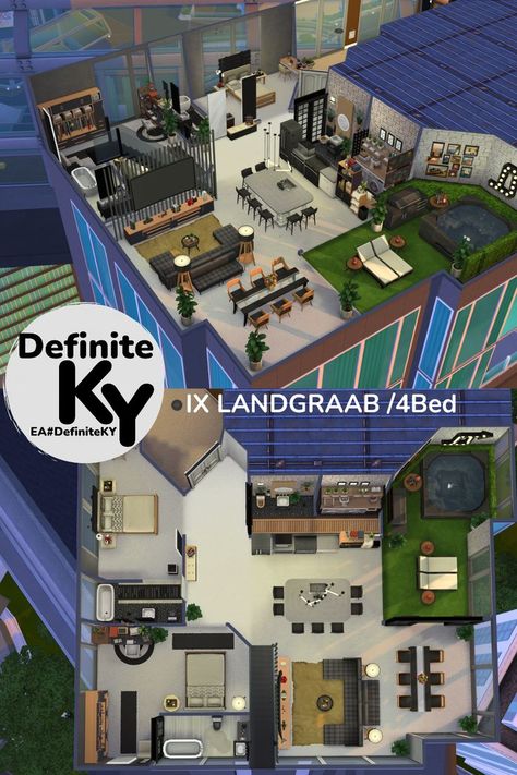 Functional in gameplay. Need "Moveable/Buyable City Living Apartment Objects" Mod. **Download from Patreon/EA gallery #DefiniteKY Sims City Living, City Living Apartment, Sims 4 City Living, Living Apartment, Game Cafe, San Myshuno, Sims Freeplay Houses, Sims 4 House Building, Sims 4 House Design