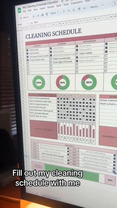 #Organisation #Chore_Schedule #Excel_Hacks #Microsoft_Excel_Tutorial Google Sheets Checklist, Spreadsheet Design Ideas, Excel Design Ideas, Cute Checklist Template, Digital Products Ideas, Uni Organisation, Organized Schedule, Quarterly Planning, Chore Schedule