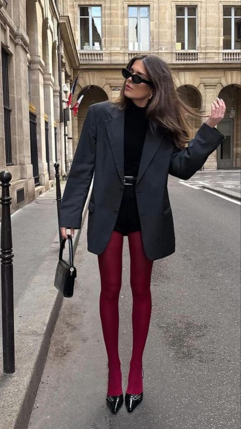 Platform Heel Outfit, Burgundy Tights Outfit, Burgundy Boots Outfit, Red Tights Outfit, Boots Fall Outfit, Red Boots Outfit, Burgundy Accessories, Burgundy Tights, Burgundy Outfit