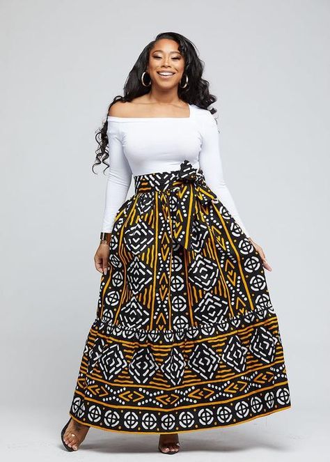 African Maxi Skirt, August Quotes, Ankara Skirts, African Print Maxi Skirt, Long African Dresses, African Outfits, African Print Skirt, African Skirts, African Print Clothing